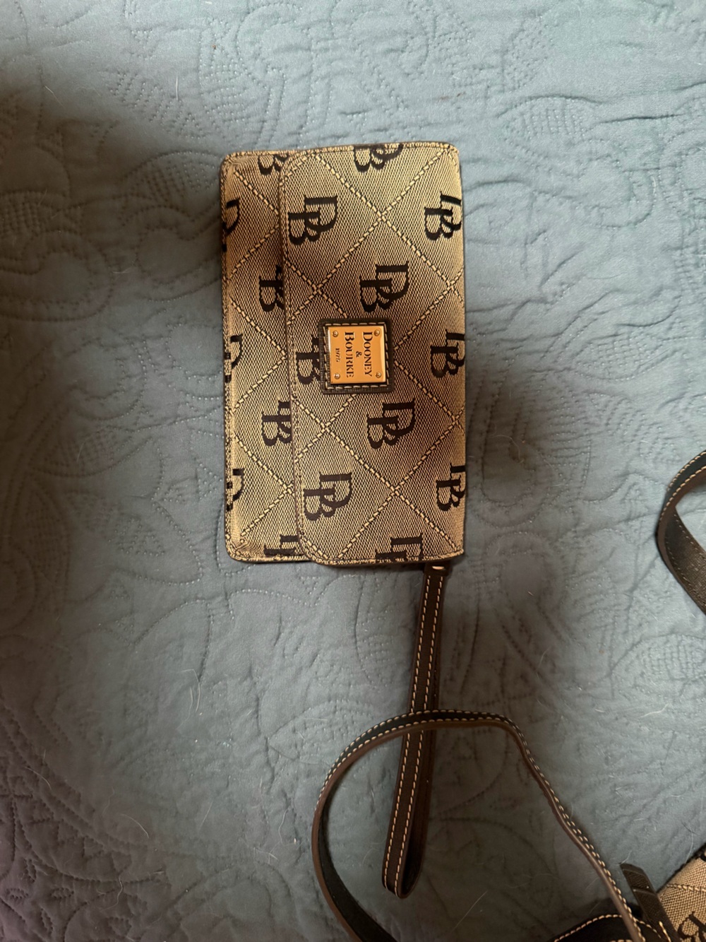 Dooney & Bourke Black grey Monogram Wristlet Crossbody
